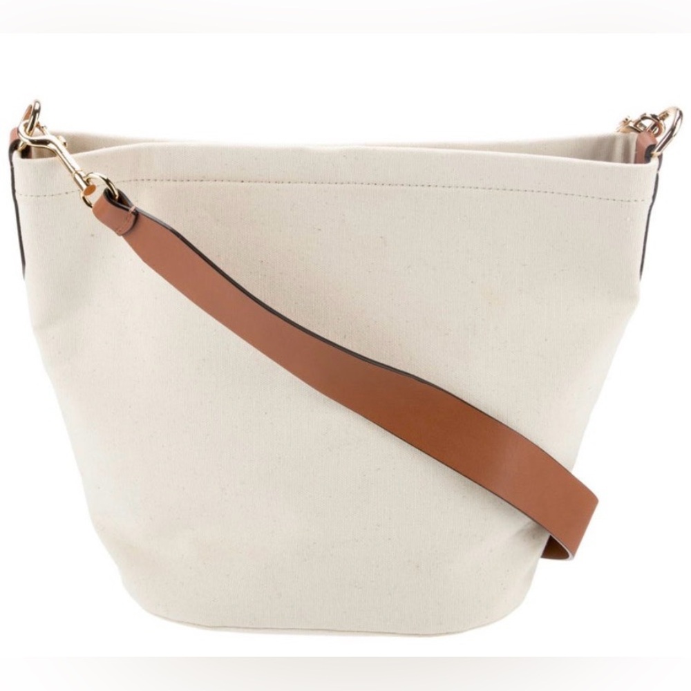 Cuyana Canvas and Leather Bucket Bag Natural/Miele